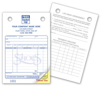 Shoe Register Forms - Small Classic 601