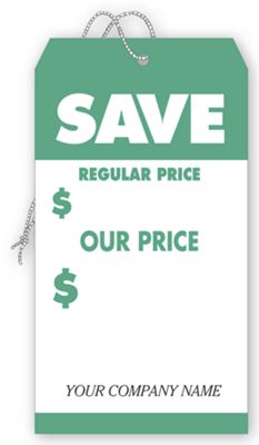 Save Tags, Large, Green and White 6040