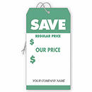 Save Tags, Large, Green and White 6040