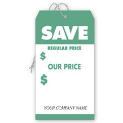 Save Tags, Large, Green and White