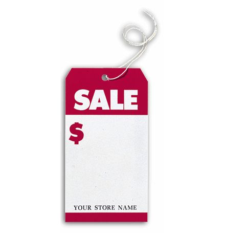 Sale Tags, Stock, Large, White & Red
