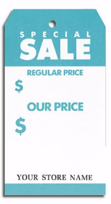 Special Sale Tags, Stock, Large, Aqua/White