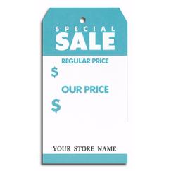 Special Sale Tags, Stock, Large, Aqua/White
