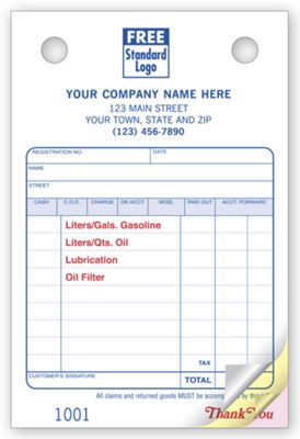 Service Station Register Forms - Small Classic 608