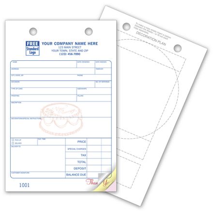 Bakery Register Order Forms -Decoration Plan on Back