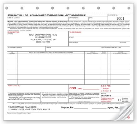 Bills of Lading - Small Carbonless