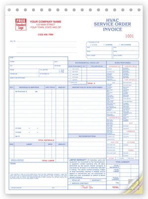 Service Orders, HVAC, w/Checklist, Large Format 6501