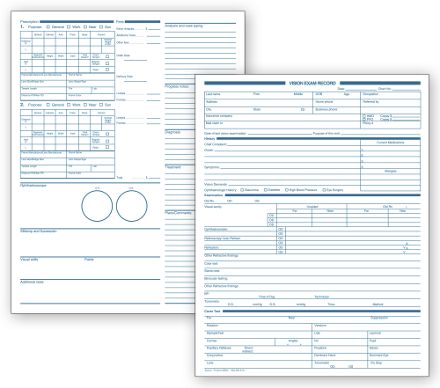 Optometry Vision Exam Records, Two-Sided, White Ledger