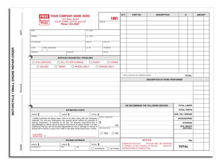 Small Engine Motorcycle Repair Orders - with Carbons