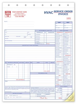 Service Orders, HVAC, w/Checklist, Large Format 6531