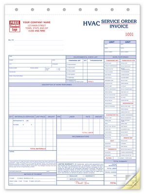 Service Orders, HVAC, w/Checklist, Large Format 6531