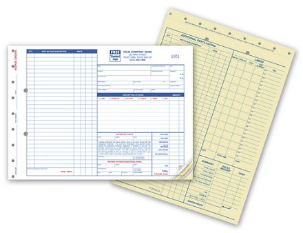 Garage Repair Orders - Large with Side-Stub Carbonless