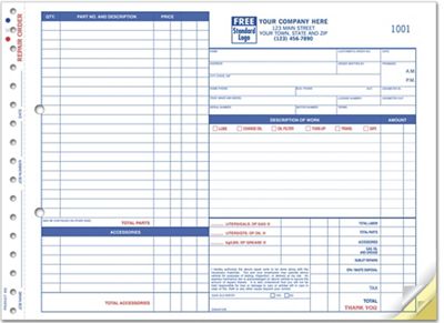 Repair Orders, Garage, Carbon, Side-Stub, Large Format 655