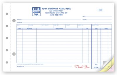 Auto Parts Sales Order - Small with Side-Stub 657