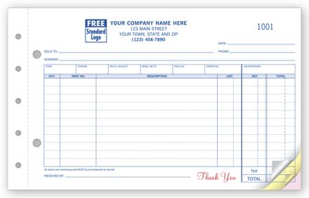 Auto Parts Sales Order - Small with Side-Stub