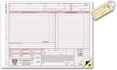 Repair Orders - with Key Tag and Carbons 6582