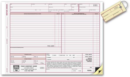 Repair Orders - with Key Tag and Carbons
