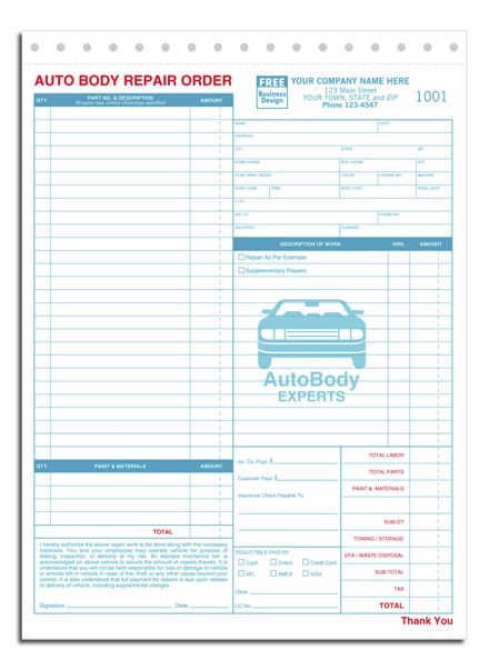 Auto Body Repair Orders