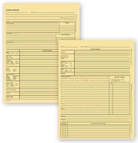 Internal Medicine Exam Records, 2 Page, Letter, Buff
