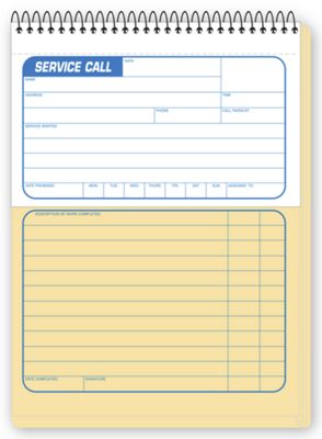 Service Call Slip/Service Order Book 7