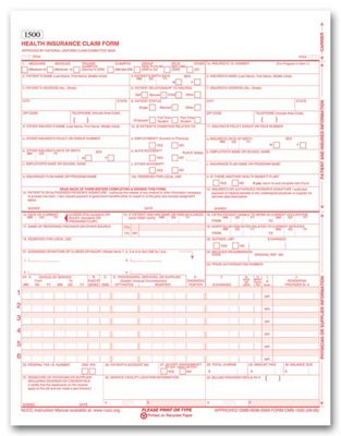 CMS-1500 Laser Sheet Insurance Claim Form, Version 0805 70150X