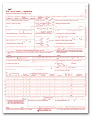 CMS-1500 Laser Pad Insurance Claim Form, Version 0805 70152X