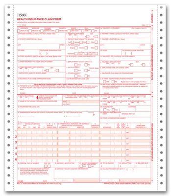 CMS-1500 One-Part Continuous Insurance Claim Form 0805 70153X