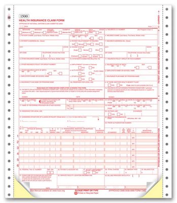 CMS-1500 Two-Part Continuous Insurance Claim Form 0805