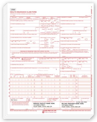 CMS-1500 Laser Pad Insurance Claim Form 0805 Imprinted