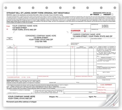 Bills of Lading - Small Carbonless 7200
