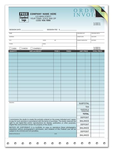 Photography Order Form/Invoice with Envelope - Large Format