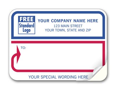 Mailing Labels, Padded, White with Blue and Red Borders 74