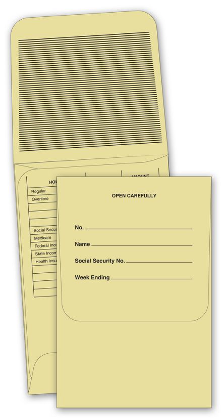Manila Payroll Envelope 3 1/8 X 4 5/8, Gummed Seal