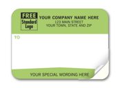 Mailing Labels, Padded, White w/ Green From Or Return