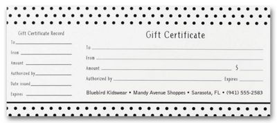 Gift Certificates, Black Dots 817