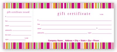 Lilly Stripe Gift Certificate 823