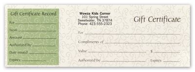 Gift Certificates, Paradise Green 833