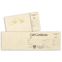 Gift Certificates - Ivory Foil Embossed Gift Certificate, 838
