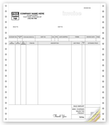 Invoices, Continuous, Parchment 9041