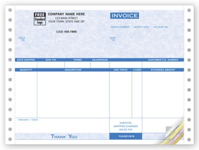 Invoices, Continuous, Parchment 9206G