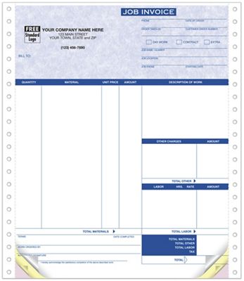Continuous Job Invoice Parchment 9251G