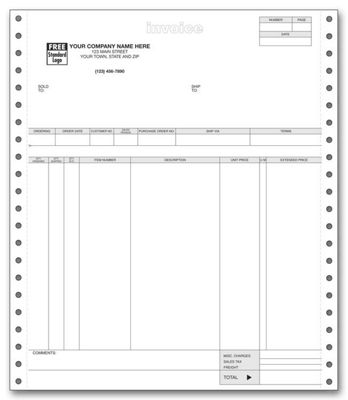 Invoices, Continuous, Classic 9313