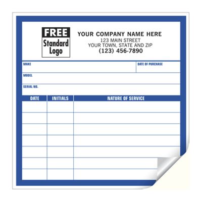 Large Service Record Labels, White with Blue Border CL12