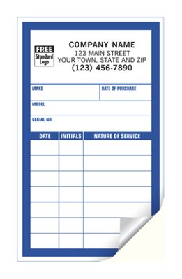 Small Service Record Label, Roll, Paper, White with Blue CL13