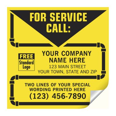 Contractor Service Labels, with Pipe Border, Vinyl CL14