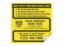 Water Heater Service Labels, with Pipe Border, Vinyl