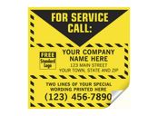 For Service Call Label, Yellow with Safety Border, Vinyl