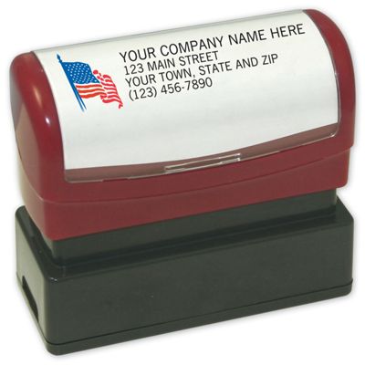 Name and Address with American Flag - Pre-Inked D1337