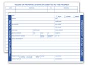 Real Estate Prospect Data Cards, Record of Properties Shown