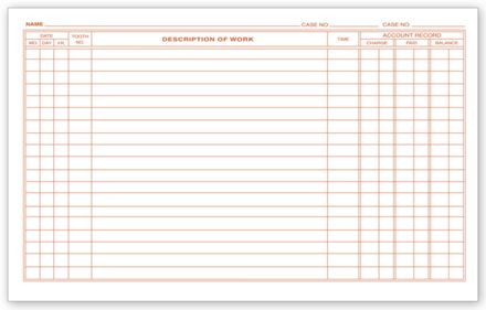 Dental Continuation Exam Records, 2 Sided, Card Style